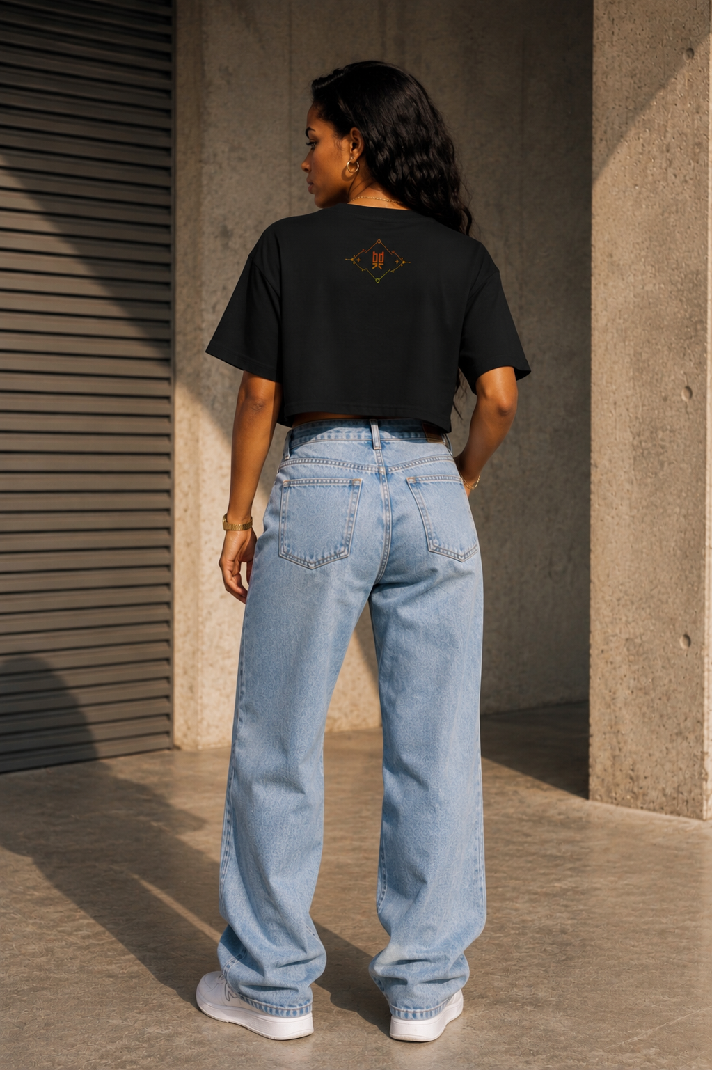 Crop Top Femme Noir BDK – Madras & Hibiscus