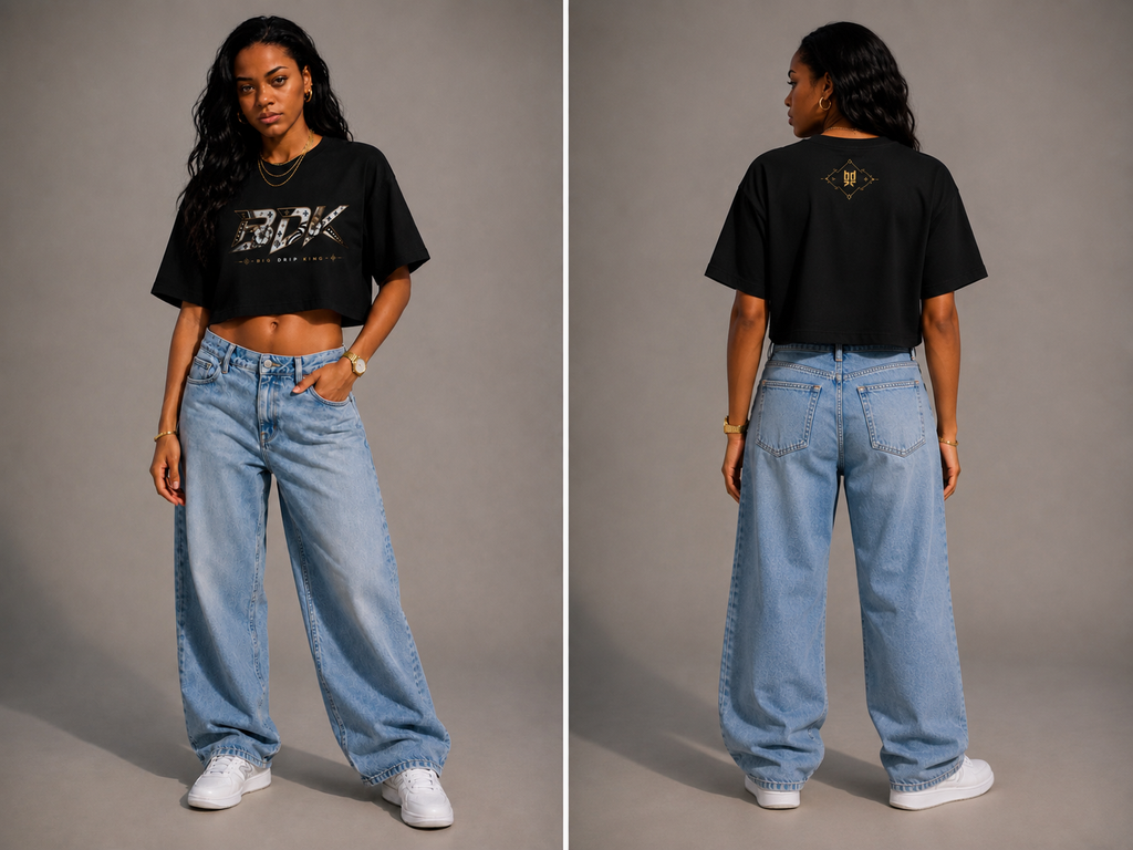 Crop Top Femme Noir – BDK Big Drip King